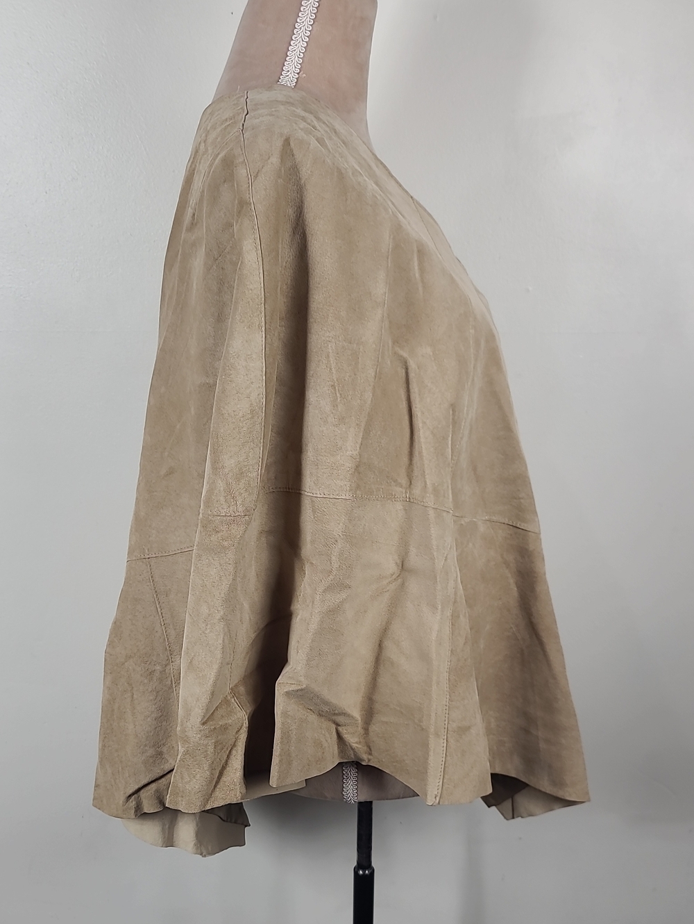 Vtg Y2K INC International Concepts Tan Boho Suede Leather Festival Poncho S/M - Picture 3 of 15